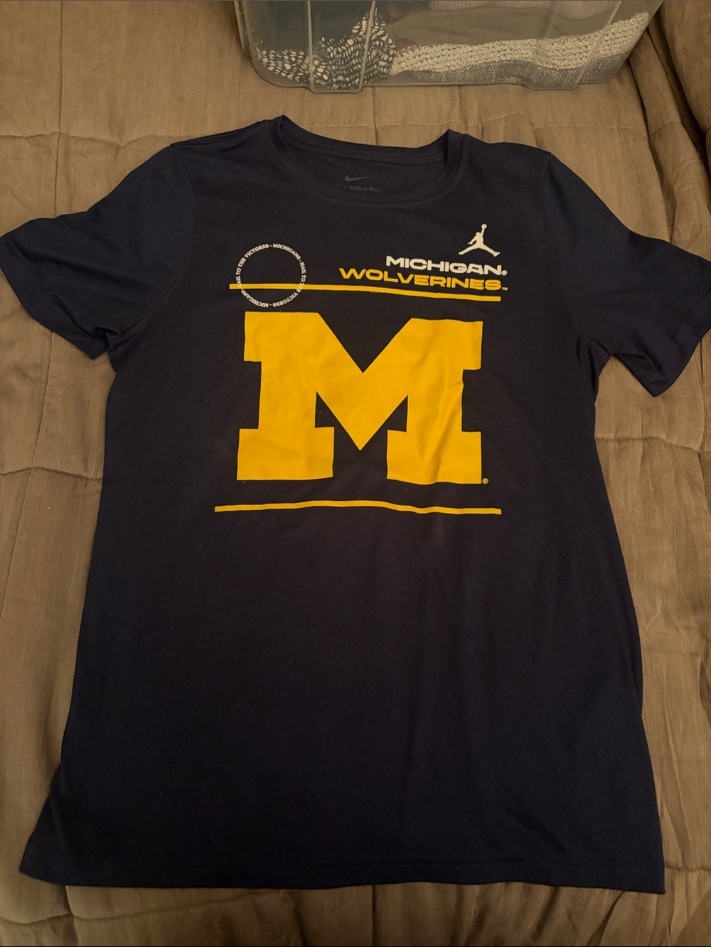 Jordan Navy and Maize Michigan Wolverines Graphic Tee